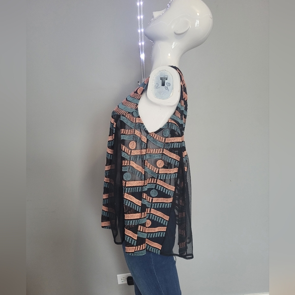 Anthropologie Akemi and Kin Kalila Embroidered Mesh Tank, GUC, Size M - Picture 2 of 8